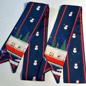 Two Christmas Thin Purse Scarves / Hair Bands / Scarves- #773